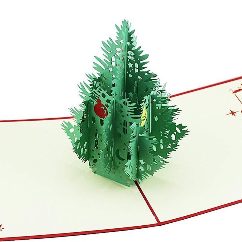 ENJOYPRO 3D Pop Up Christmas Tree Greeting Cards, Laser Cut card with Envelope for Xmas and Happy New Year (3D Christmas Tree, Pack of 1) - Image 5